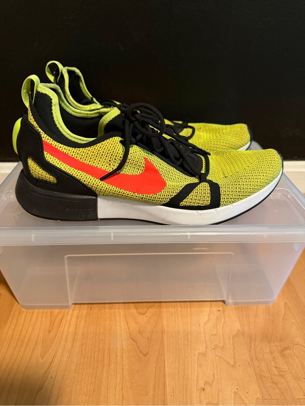 Nike Menβs Neon Volt Sneakers with Bright Orange Swoosh